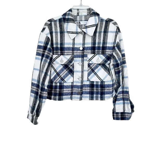 Zara cropped plaid flannel cropped overshirt shacket NWT size Small - Picture 11 of 15